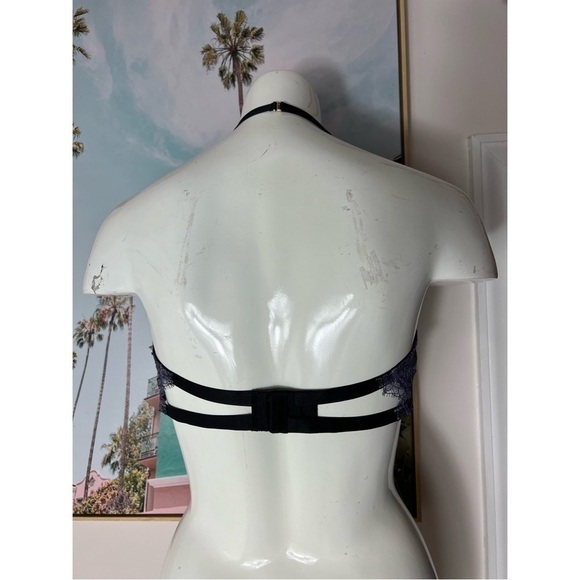Victoria's Secret Very Sexy Purple Lace Sheer Underwire High Neck Bra Size 38C - Picture 4 of 13